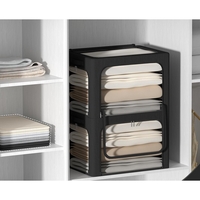 Cutie de Depozitare, Vafy, cu 3 Ferestre cu Fermoar Bidirectional, Cadru din Otel, Impermeabil, 38L, 42 x 30 x 30 cm, Negru