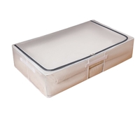 Cutie de Depozitare, Vafy, pentru Haine, Incaltaminte, din Plasa PVC Impermeabila si Manere Laterale, Pliabila, Fermoar Bidirectional, 80 x 47 x 18 cm, Transparenta