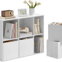 SONGMICS Etajera 6 compartimente, 4 sertare textile, PAL si MDF, 27x83x92 cm, alb