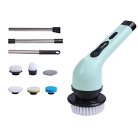 Perie Electrica de Curatare, Flippy, pentru Gresie, Baie, Bucatarie, 25x20x9.5 cm, cu 6 Capete, Maner Extensibil Detasabil 84-127cm, Incarcare USB-Type C, Rotire 360 de Grade, 3000 mAh, Culoare: Verde