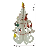 Decoratiune Craciun, Brad, Alb, 6 cavitati cu ornamente, 12 cm x 20 cm, Lemn, Flippy
