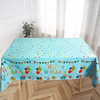 Fata de Masa, Flippy, din Folie, Imprimeu Happy Birthday cu Baloane, 137 x 183 cm, Albastru