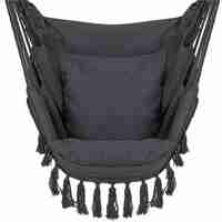 Hamac tip leagan suspendat pentru casa sau gradina HM45, gri inchis cu perne, 130x100cm, 150kg