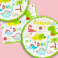 Set 16 Accesorii de Masa, Flippy, Colectia Dino Park, 136 Piese, din Carton/Plastic/Hartie, Multicolor