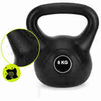 Kettlebell 8 kg, bitum cu invelis rezistent ABS, 24x23 cm, negru