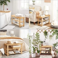 SONGMICS Raft de depozitare din bambus, cu 3 niveluri, 28x70x45cm, maro