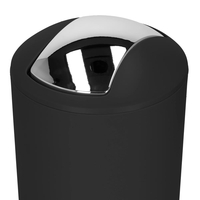 Set accesorii baie, 6 piese din plastic, cu perie WC si cos de gunoi, finisaj mat si lucios, negru argintiu