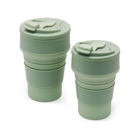 Pahar pliabil din silicon Flippy, pentru calatorii, camping, 350 ml, 8.2x6.3x9.1 cm, verde