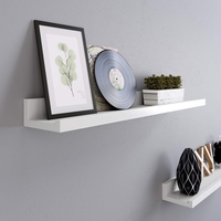 SONGMICS Set 2 rafturi plutitoare suspendate perete cu finisaj lucios, MDF, 60x10x5 cm, alb