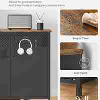 SONGMICS Dulap depozitare metalic cu 2 usi, raft reglabil, cadru otel, stil industrial, 80x40x76 cm, negru si maro rustic