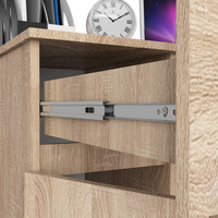 Birou computer PIKSEL, cu sertar, dulap si raft pentru tastatura, stanga, 90x50x77 cm, stejar sonoma