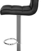 SONGMICS Set 2 scaune bar reglabile pe inaltime, cu spatar, sezut PU si suport picioare, rotatie 360°, 38x45x115 cm, negru