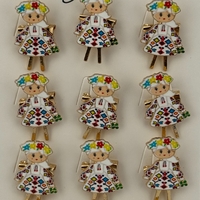 Set 12 Brose Martisor Primavara, Jolie, Model Fata Traditionala cu Coronita