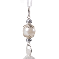 Decoratiune brad fulg de zapada, 13cm, alb cu sclipici