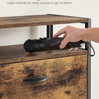 VASAGLE Dulap pentru pantofi cu 3 usi rabatabile, despartitoare interioare, pentru 15-18 perechi, 60x30x130cm, maro rusic si negru