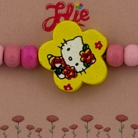Martisor Bratara Multicolora pentru Copii, Jolie, din Lemn si Textil, Model Pisica
