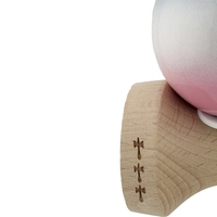Kendama X Originala, Profesionala, Flippy, Super Sticky cu Cupe Mari KING SIZE V3, Gaura in Baza, Rulment Metalic, din lemn 18 cm, Ata 62/65 cm, Gradient Gri/Alb/Roz