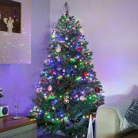 Instalatie Craciun, 25 m, 250 Led-uri ,Liniara, Multicolor, 8 jocuri de lumini, Transformator cu telecomanda, Interconectabila, Prelungitor 3 m inclus, Fir Verde, Vafy
