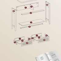 VASAGLE Consola hol 100x30x80 cm, 2 sertare, raft deschis, colturi rotunjite, stil boho, MDF si ratan PVC, bej stejar