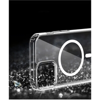 Husa protectie Vafy pentru iPhone 13 Mag Safe, 2 in 1 incarcare si magnet, Silicone, Transparenta