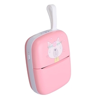 Mini Imprimanta Foto Portabila, Flippy, Incarcare USB, Bluetooth, Model Pisica, Print Alb-Negru, Roz
