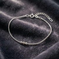 Bratara din Argint 925, pentru Dama, Jolie Silver, Model 3 Bile, 1.1 g, Lungime Reglabila, Argintiu