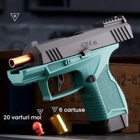 Pistol de jucarie GX4 cu Ejectie, Vafy, de Explozie de buzunar, Makara BLOWBACK, Gloante Moi pentru Copii, 15 x 13 x 3.5 cm, Negru Verde