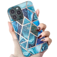 Husa protectie Vafy compatibila cu Apple iPhone 12 Pro Soft IMD TPU Marble Geometric Albastru