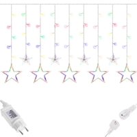 Ghirlanda luminoasa tip perdea cu stelute 138 LED-uri, 2m, pentru interior/exterior, iluminare multicolor