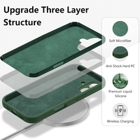 Husa de Protectie, Vafy, pentru iPhone 16 Plus, Liquid Silicone, cu Microfibra pe Interior, Protectie Antisoc, Compatibil Incarcare Wireless, Verde