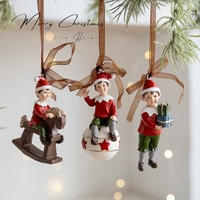 Decoratiune de Craciun, Flippy, pentru Brad, Model Elf pe Glob, 10 x 4 cm, din Rasina, Multicolor