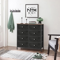 SONGMICS Comoda cu cadru metalic si 8 sertare din textil, stil industrial, 80x30x82cm, maro rustic si negru