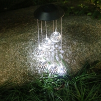 Lampa solara de tip decoratiune pentru gradina, Flippy, model clopotel de vant, alb cald