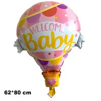 Balon din Folie Metalizata, Vafy, Mini Figurine, Model Balon cu Aer Cald Fetita, Tematica Welcome Baby, 80x62 cm, Ambalaj Individual, Pai Inclus, Umflare cu Aer sau Heliu, Roz