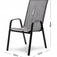 Set 2 scaune de gradina cu cadru metalic, stivuibile, 55x72x96cm, gri