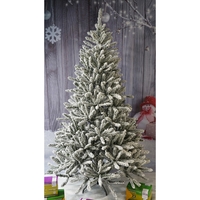 Brad Artificial de Craciun, Flippy, 1.8 m inaltime, Verde, Pulverizat alb-tip zapada, Diametru inferior 110 cm, Interior/ Exterior