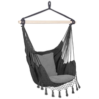 Hamac tip leagan suspendat pentru casa sau gradina, gri cu perne, 130x100cm, 150kg