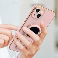 Husa de Protectie TPU 2in1, Vafy, pentru Apple iPhone 15, Astronaut cu Suport, Antisoc, Rezistenta la Impact, Protectie Camera, Roz
