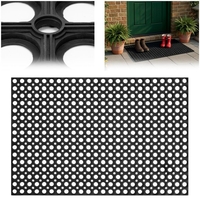 Covor de cauciuc perforat pentru intrare, PVC antiderapant, 60x90 cm, negru