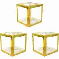 Set 4 Cutii pentru Baloane, Flippy, Model Simplu, Tematica Aniversare, Cuburi Decorative din Plastic, Accesorii pentru Petrecere, 30 x30 cm