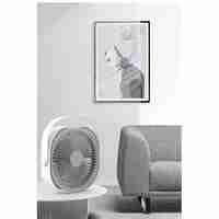 Mini ventilator pentru birou cu usb, Vafy, rotire 360 grade, 3 viteze, 4000 mA, 13.5 x 12,8, Gri