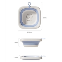 Cada Pliabila pentru Baie pentru Copii, Flippy, Cadita pentru Bebelusi, Model Patrat pentru Fundulet, Albastru, 32x27.5x3.7 cm, 4 L