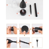 Lampa solara LED pentru gradina, Flippy, Set 10 Bucati, Tip Pahar de Vin, Inaltime 37.5 cm, efect de flacara, PVC si ABS, 2V, 200mAh, Lumina Alb Rece, Negru