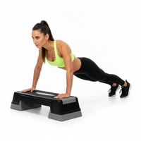 Step aerobic fitness reglabil 2 niveluri, PP, maxim 350 kg, 73x29x18 cm, negru gri