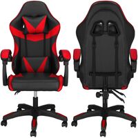 Scaun birou pentru gaming, ergonomic, suport lombar si tetiera, 114-123x55x50 cm, negru si rosu