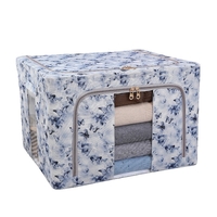Cutie Depozitare, Vafy, 66L, din Material Textil, 50 x 40 x 33 cm, pentru Haine si Lenjerii, Model Fluturasi, Albastru