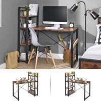 VASAGLE Birou cu raft lateral, montare stanga sau dreapta, industrial, 56x120x120 cm, maro