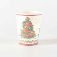Set 10 Pahare, Flippy, Imprimeu Brad de Craciun, din Carton, 250 - 300 ml, 7.5 x 8.4 x 5.3 cm, Multicolor