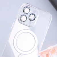 Husa protectie Vafy pentru Apple iPhone 13 Pro Max, MagSafe Silicone, Protectie si folie camera inclusa, protectie camera, Transparent