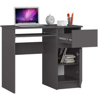 Birou computer PIKSEL, cu sertar, dulap si raft pentru tastatura, dreapta, 90x50x77 cm, stejar gri
